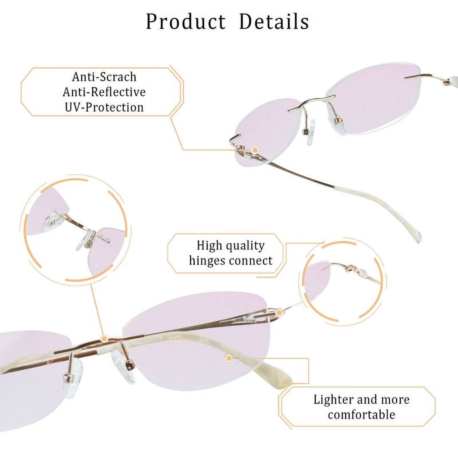 LifeArt Pure Titanium Frame Glasses/Blue Light Blocking Reading Glasses, Reduce Eyestrain, Stylish for Women(Champagne,+3.00 Magnification)