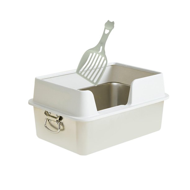 Cajas de arena grandes para gatos con lados altos, jaula, orinal para gatitos para animales pequeños Blanco Yuyangstore Bandeja de arena para gatos
