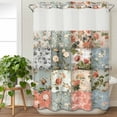 thumbnail image 3 of Elegant Spring Floral No Hook Shower Curtain Waterproof,Bathroom Curtains with Snap in Liners and See Through Top Window,Farmhouse Summer Botanical Plaid Hotel Style Bathtub Curtains Shower 60"Wx72"L, 3 of 8