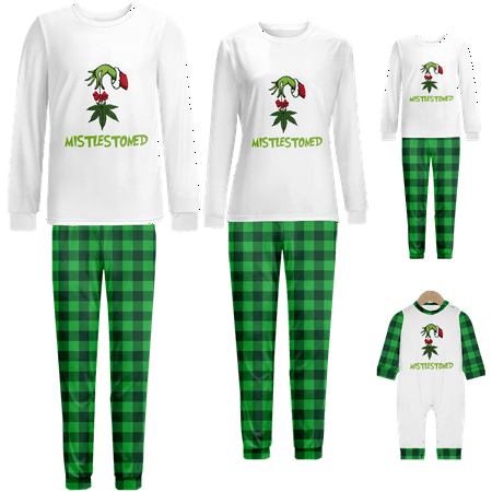

Matching Family Christmas Pajamas Set Cartoon Monster Green Black Buffalo Print Baby-Kids-Adult-Pet Size 2-Piece Top and Pants Bodysuits Clothes Pajamas Set