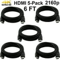 thumbnail image 2 of Paquete de 5 cables Digital 1.4 HDMI 4K SatelliteSale Cordón negro de PVC 6 pies, 2 of 5