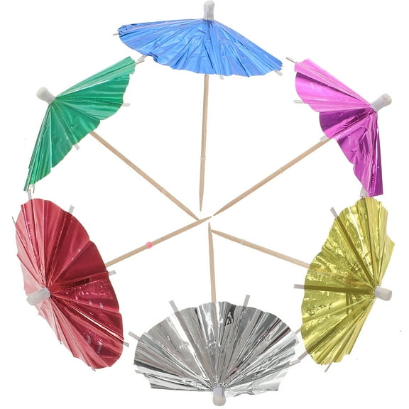 50 Pcs Umbrella Sign Cocktail Skewers Food Pick Ornament Decor Tooth Picks Party Drinks Wood Paper
