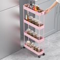 thumbnail image 4 of Slim Storage Cart 4 Tier, Storage Organizer Rolling Utility/ Mobile Shelving Unit Slide Out Storage Cart for Office, Bathroom, Kitchen, Laundry Room & Narrow Places， Black, 4 of 13