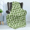 thumbnail image 4 of Green and White Soft Flannel Fleece Throw Blanket, Palm Leaves and Monsteras Tropical Themed Monochrome Hawaii, Cozy Plush for Indoor and Outdoor Use, 70" x 90", Green Pale Green, by Ambesonne, 4 of 5