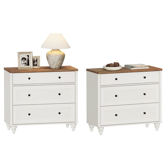 WAMPAT Mid Century Modern Style End Table for Living Room with 6 Drawers, White