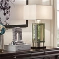 thumbnail image 2 of Elda Rectangular Shade Green Glass Nickel Finish Table Lamp by Bold, 2 of 7