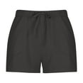 thumbnail image 4 of 2025 Linen Shorts Women, Summer Drawstring Elastic Waist Beach Shorts, Casual Lightweight Bermuda Shorts with Pockets Black Black XXL, 4 of 8