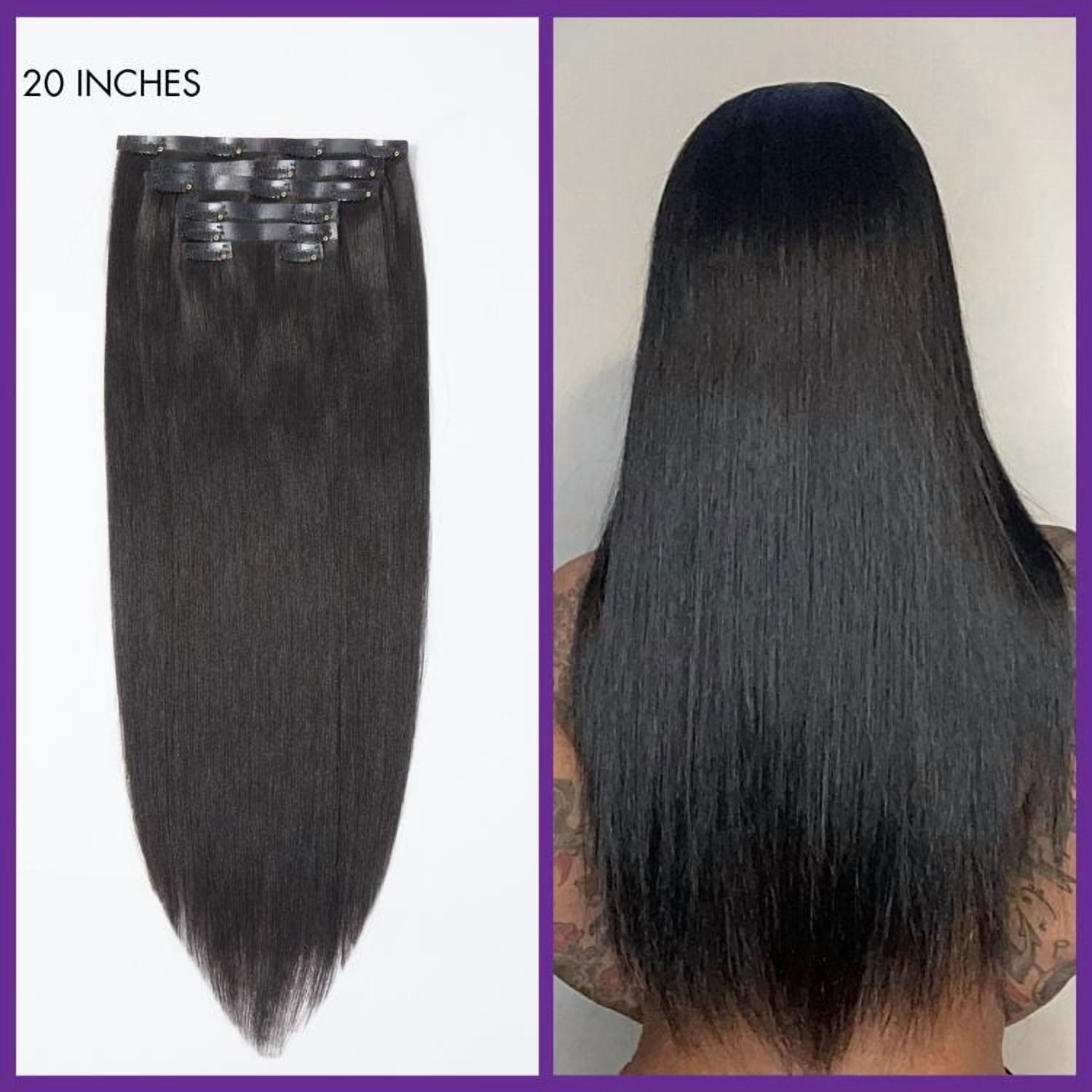 LUVME 18in Yaki Straight Clip in Hair Extensions Real Human Hair Pieces 135g 9pcs / 7pcs