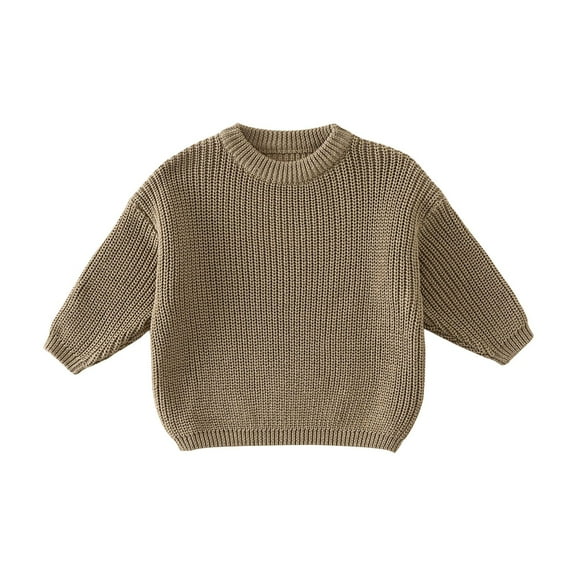 KAUOD Toddler Knit Pullover Sweater Ribbed Crochet Stretchy Crew Neck Sweatshirt Clothes Baby Boys Plain Warm Sweater