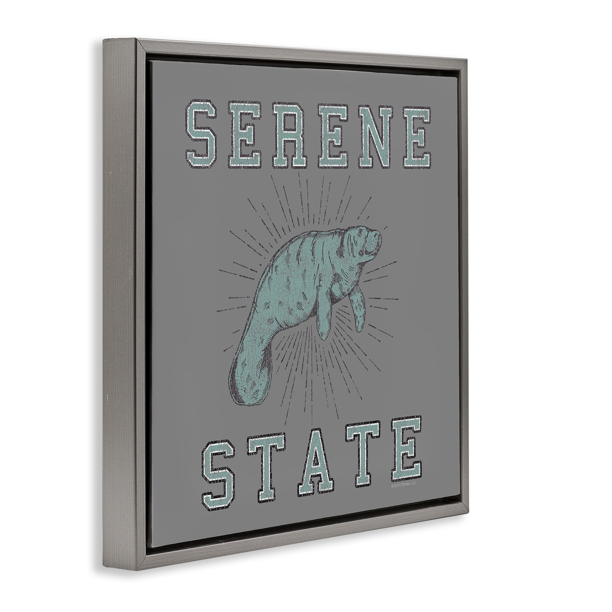 Stupell Industries Serene State Manatee Animals Painting Gray Floater Framed Canvas Art Print Wall Art, 25 x 25