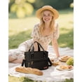 thumbnail image 6 of HOTOR Lunch Box for Women - Dual-Insulated Cooler Bag with Front and 2 Side Pockets, 3-Layer Leakproof, Lunch Tote for Hang & Lift, 11" x 5.5" x 8.7", Black, 6 of 7