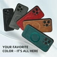 thumbnail image 6 of Allytechgroup Magnetic for iPhone 15 Pro Max Case, Compatible with MagSafe Support Magnetic Car Phone Mount PU Leather Slim Phone Case for Women Men for iPhone 15 Pro Max, Green, 6 of 10