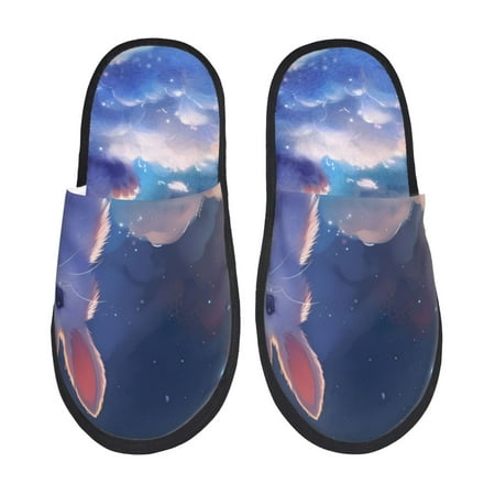 Balery Cloud Cute Rabbit Slient Indoor Furry Fleece Comfort House Shoes Soft Non-Slip Home Shoes Cotton slippers House Slippers-- Medium