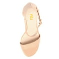 thumbnail image 3 of FSJ Women Classic Round Open Toe Ankle Strap Sandals Chunky Block Heel Single Band Pumps Comfortable Wedding Guest Dress Shoes Size 14 Nude, 3 of 4
