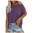 thumbnail image 2 of tarylea Tops for Women Trendy Scoop Neck Short Sleeve T-Shirts Solid Color Loose Tees with Pockets Casual Summer Basic Comfy Tops, 2 of 6