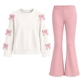 thumbnail image 2 of Kezqiaxn 2 Piece Winter Outfit for Girls Cute Bowknot Pullover Sweatshirt and Flared Pants Matching Sets Teen Girl Clothes Size 5-15, 2 of 8