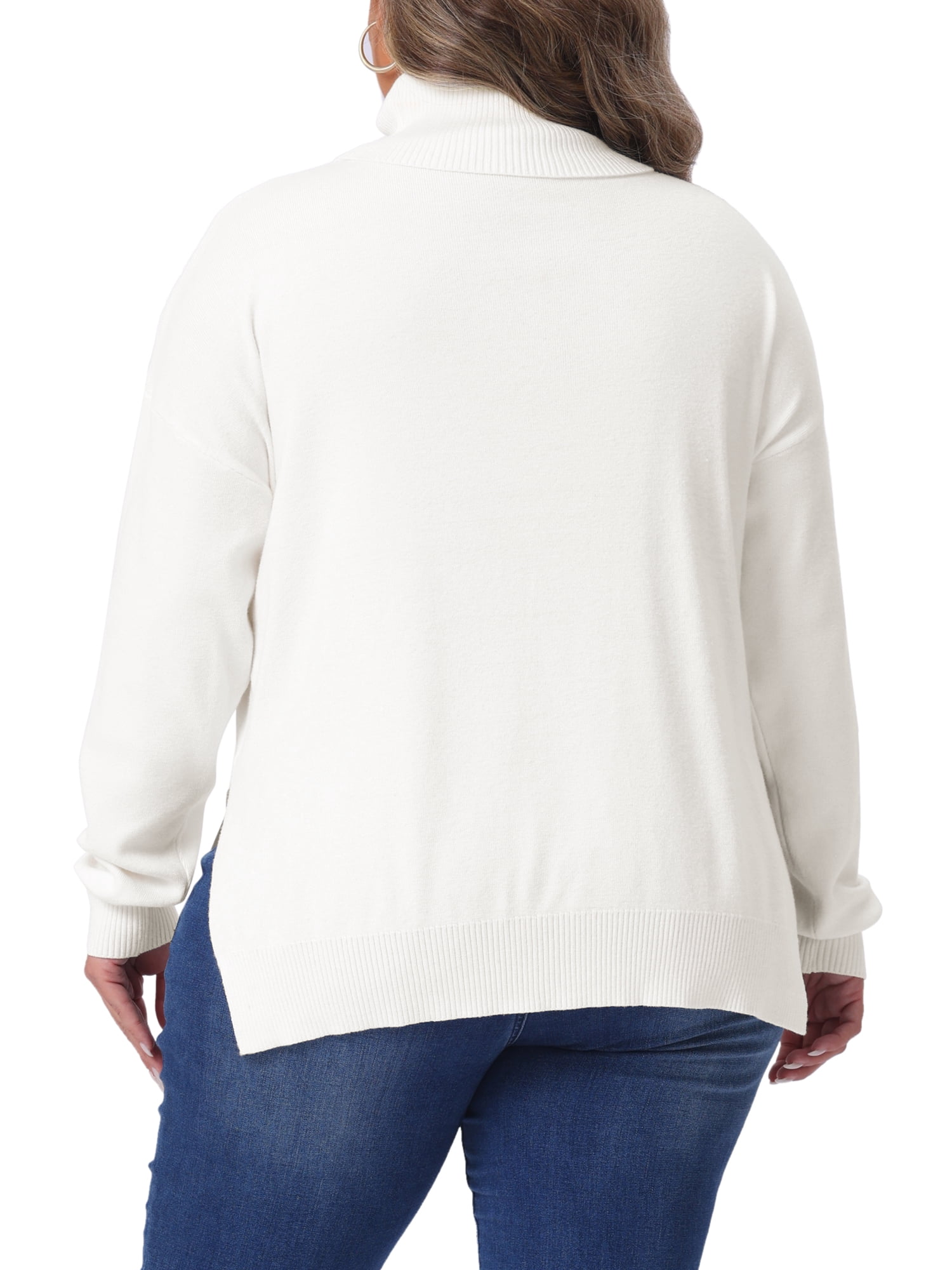 DARING DIVA Women's Plus Soft Turtle Neck Long Sleeve Pullover Knit Top 3X White