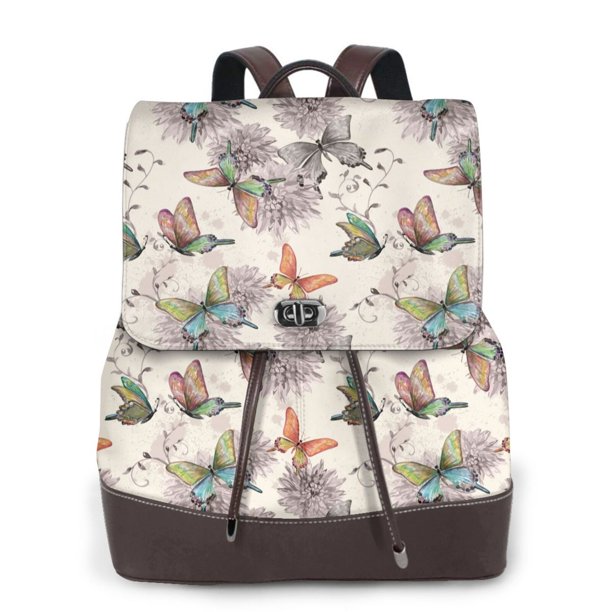 Balery Flying Butterflies-1 Mochila de Cuero para Mujeres, Gran Capacidad, Bolsa de Viaje Multifuncional, Mochila de Cuero y Bolsa de Hombro para Mujeres