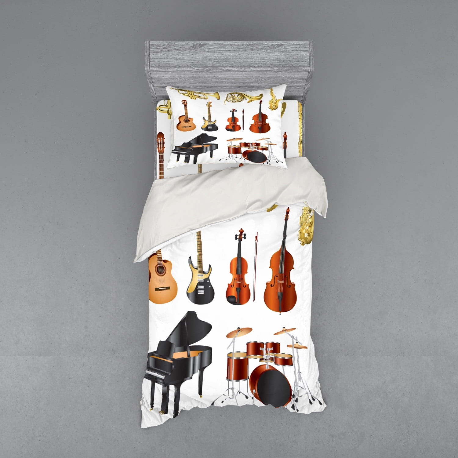 Music Duvet Cover Set, Musical Instruments Symphony Orchestra Concert
