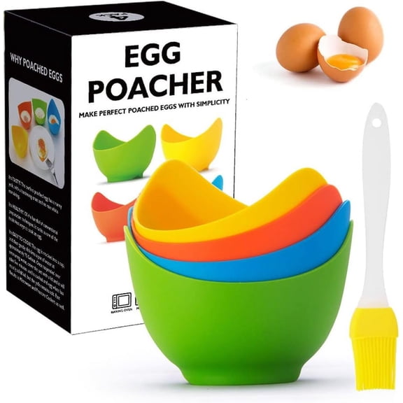 4 Pack Silicone Poached Egg cups for Air Fryer, Baking oven or Stovetop Egg Cooking
