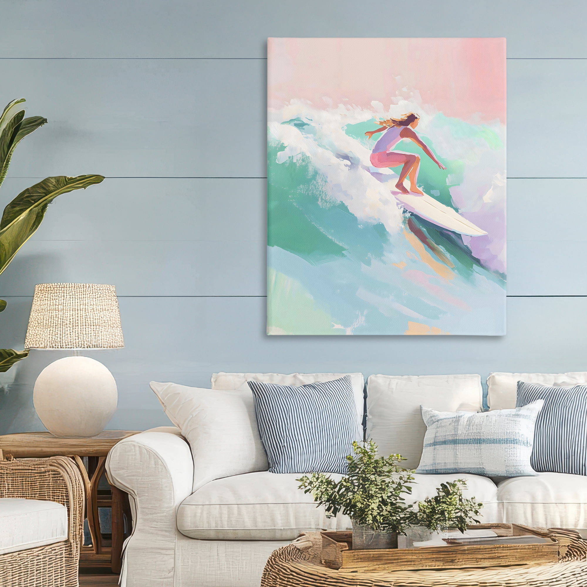 Stupell Industries Surfer Girl Riding Waves Canvas Wall Art, design by The Prints Vibe