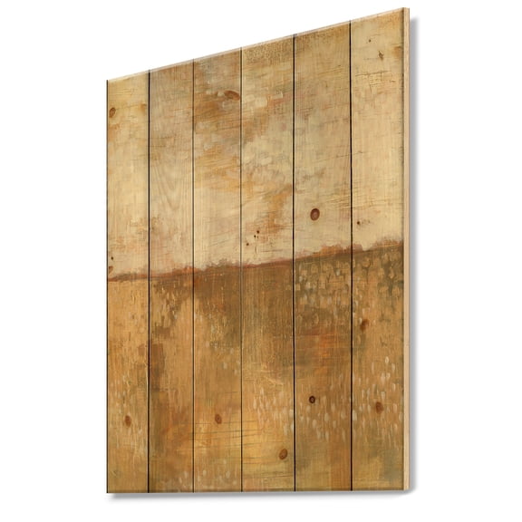 Designart 'Abstract Amber Modern Horizon' Abstract Print on Natural Pine Wood