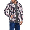 thumbnail image 2 of Uemuo Leaves Flower for Men's Fashion Full-zip Hoodies & Sweatshirts with Kangaroo Pocket, Zip-up Hooded Sweatshirt, Moisture Wicking & Breathable-Medium, 2 of 5