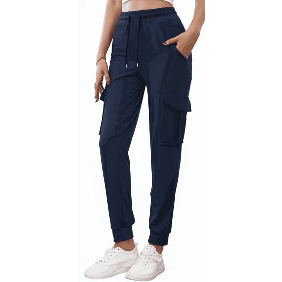 SOMER Women's Sweatpants Cargo Joggers High Waisted Drawstring Hiking Workout Pants Lightweight Comfy with Pockets