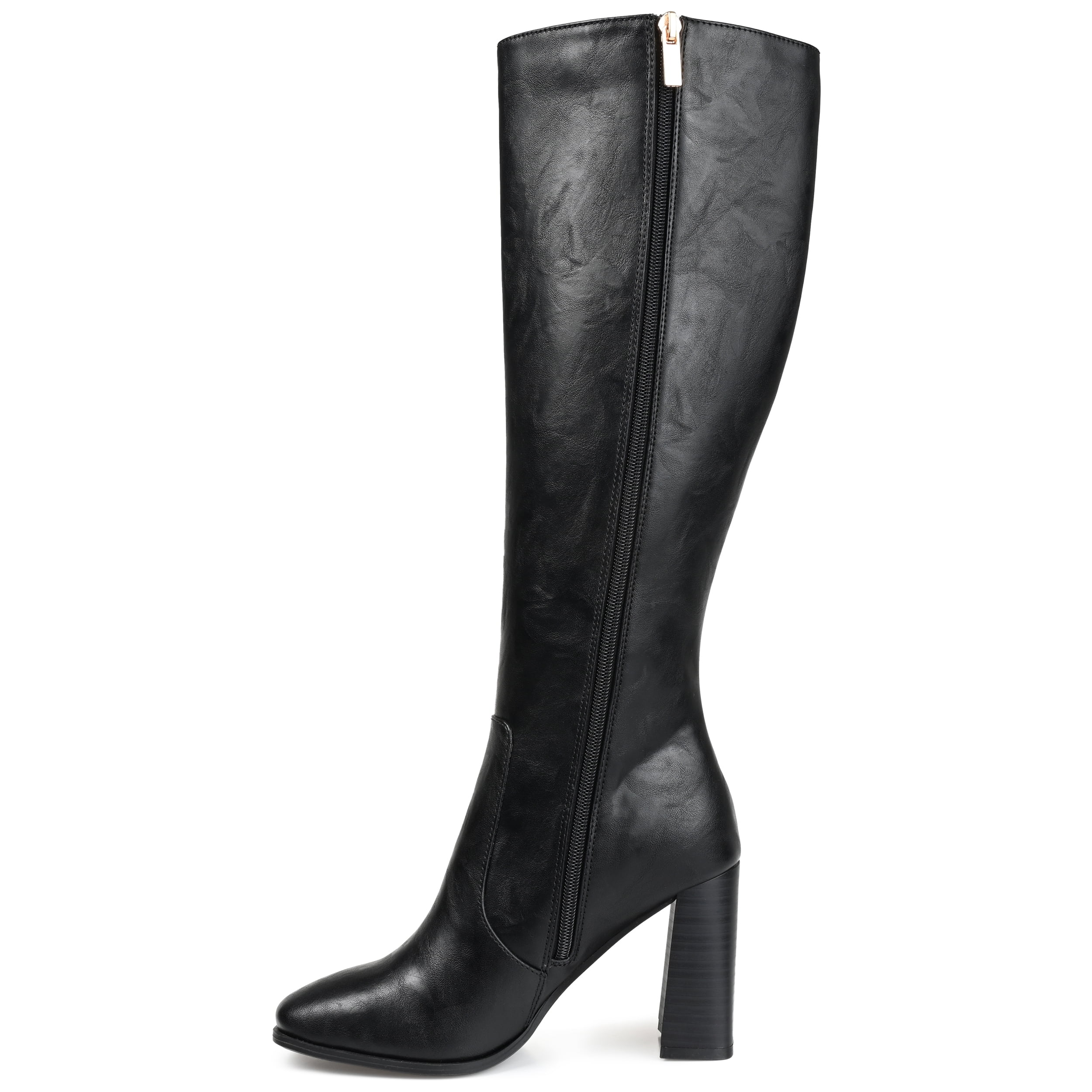 Journee Womens Karima Extra Wide Calf Stacked Heel Knee High Boots