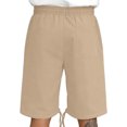 thumbnail image 4 of Zimjoy Men's Vintage Cargo Shorts Casual Classic Fit Twill Work Shorts Below Knee Shorts with Elastic Drawstring Adjustable Bottom, Khaki L, 4 of 4