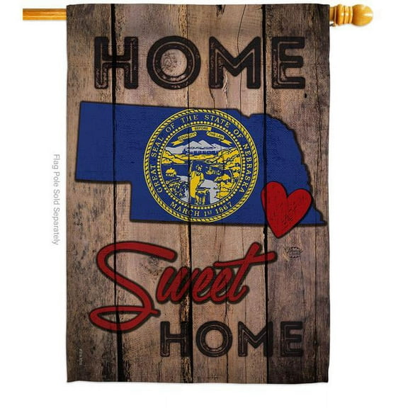 Ornament Collection H191125-BO 28 x 40 in. State Nebraska Home Sweet American State Vertical House Flag with Double-Sided Decorative Banner Garden Yard Gift