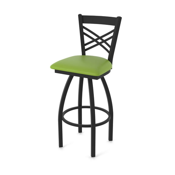 820 Catalina 30" Swivel Bar Stool with Black Wrinkle Finish and Canter Red Seat