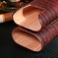 thumbnail image 5 of Leather Travel Cigar Case 3 Cigar Holsters Portable Cedar Cigar Humidors (army green), 5 of 6