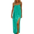thumbnail image 2 of Backless Cami Dresses for Women Cami Lounge Dress Backless Solid Color Sleeveless House Long Sundress with Back Tie Vacation Green L, 2 of 6