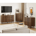 thumbnail image 2 of Smart FENDEE Dresser with 3 Fluted Drawer Storage Cabinet,Nightstands Sets of 2,Bedroom,Walnut Wood, 2 of 6