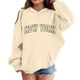 thumbnail image 2 of Girls New York Hoodies Fall Winter Long Sleeve Casual Graphic Hooded Sweatshirt with Pockets Kids Pullover Tops, 2 of 5