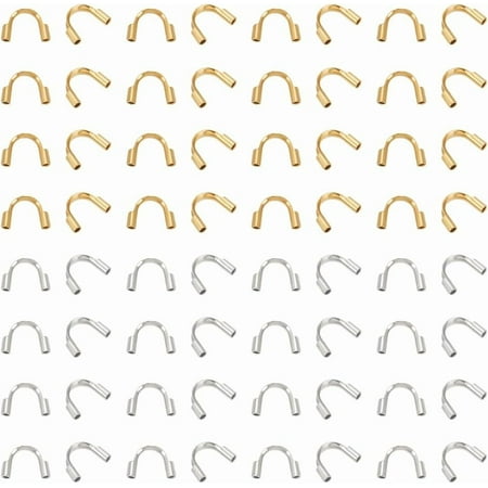 100Pcs 2 Colors 316 Surgical Stainless Steel Wire Guardian U Shape Loops Terminators Wire Protector U Shape Accessories for Necklaces Bracelets Jewelry Making Hole 0.7mm Colorful DIY