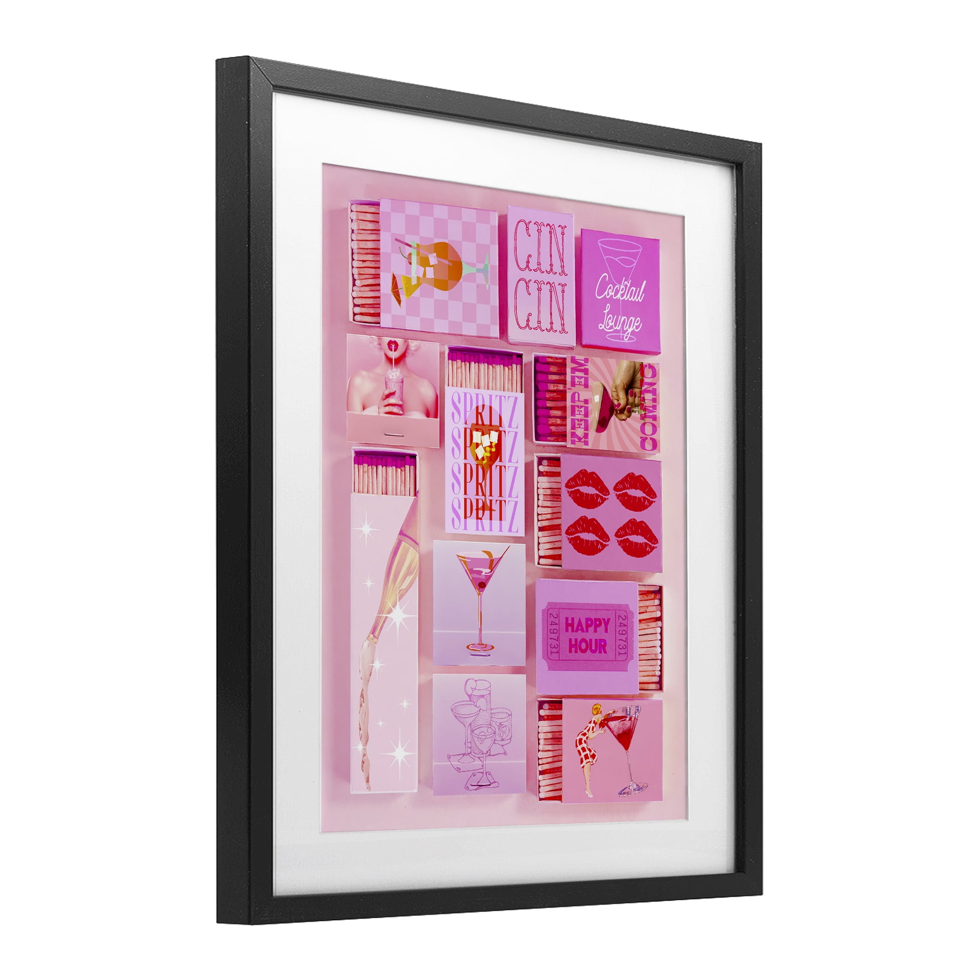 Feminine Glam Matches Black Framed Print Under Glass, design by Lil' Rue