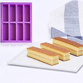 2PCS 8 Cavity Large Rectangle Granola Bar Silicone Moulds Nutrition//Cereal Bar Moulds Energy Bar Maker for Chocolate Truffles Bread Brownie Cornbread Cheesecake Pudding Butter Molds