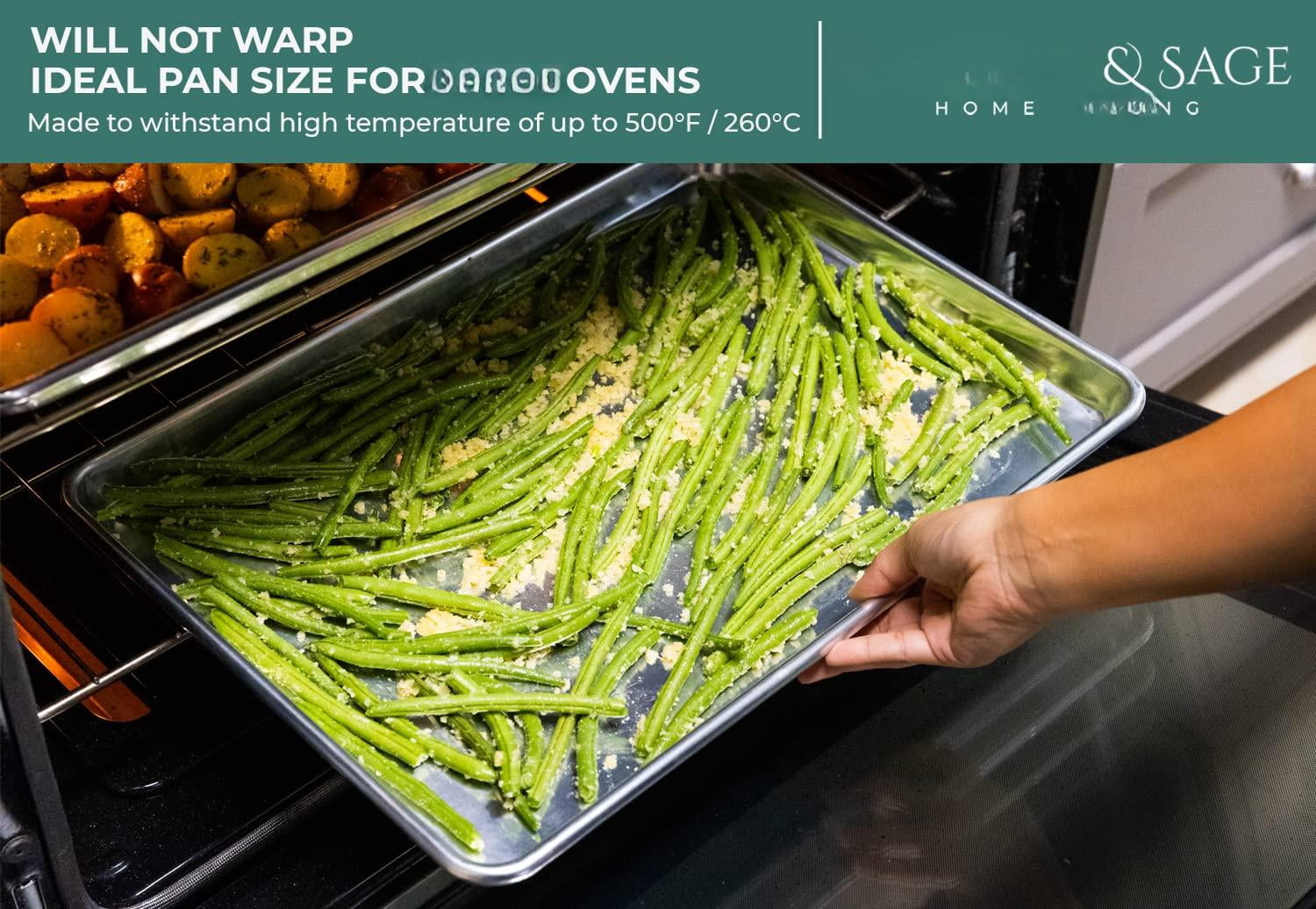 Commercial Quality Cookie Sheet and Rack - Aluminum Half Sheet Baking Pan and Stainless Steel Cooling Rack Set 13x18 Rust & Warp Resistant, Heavy Duty