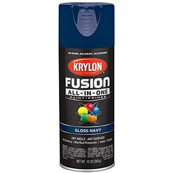 12 oz Krylon K02714007 Navy Fusion All-In-One Paint & Primer Spray Paint, Gloss Pack of 6