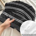 thumbnail image 4 of Full Size Fitted Sheet Set - Black Striped 3 Piece Bedding Sets 16" Deep Pocket Fitted Sheet with 2 Pillowcases, Farmhouse Stripes Modern Vintage Brushed Microfiber Hotel Luxury Bed Sheets, 4 of 9