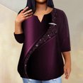 thumbnail image 2 of TQWQT Plus Size Going Out Tops for Women Dressy Casual 3/4 Sleeve Shirts Tie Dye Gradient Tunic V Neck Loose Fitting Tunics with Front Pocket Dark Purple 5XL, 2 of 5
