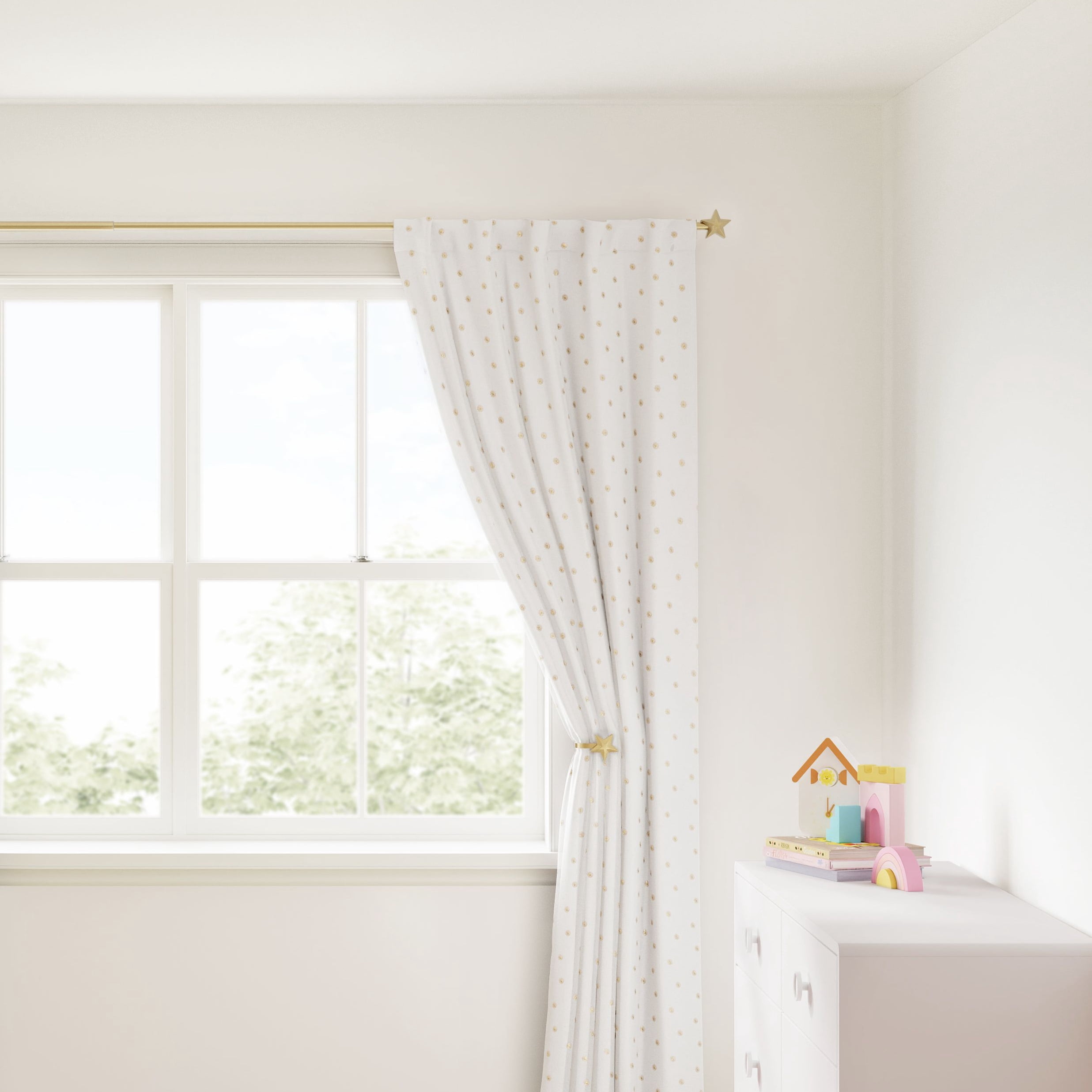 Mainstays Kids 3/4" Gold Star Adjustable Single Curtain Rod, 28"-48"