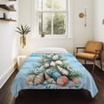 thumbnail image 4 of Blue Coastal Christmas Tapestry for Bedroom Wall Hanging Tapestry, Nautical Summer Beach Shell Conch Ceiling Backdrop Tapestries Poster Blanket Wall Decor for Teens Room Living Room Dorm 51" x 59", 4 of 8