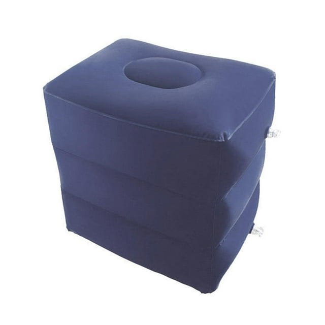 Reposapiés inflable para piernas con cojín de altura ajustable de 3 capas para cama y viaje. Azul profundo