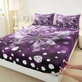thumbnail image 3 of jejeloiu Cartoon Moth Butterfly Twin Sheet Sets,Chic Diamond Twin Fitted Sheet,Purple Sliver Flat Sheet For Kids,Super Cozy Room Decor,3pcs, 3 of 7