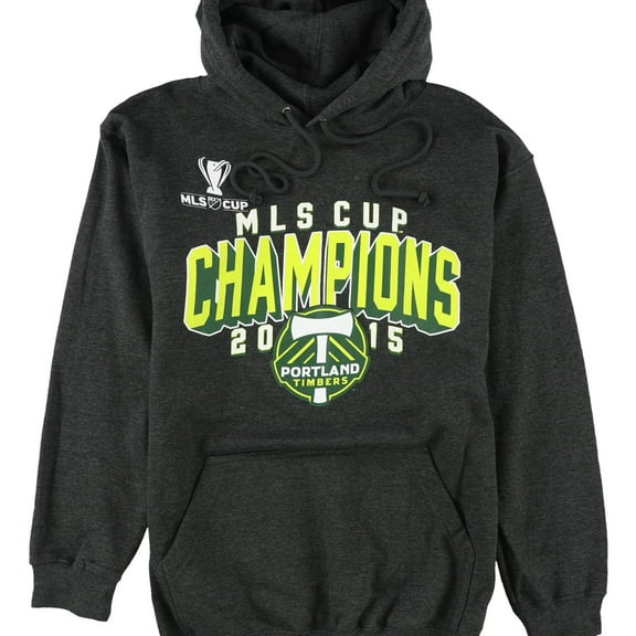 G-III Sports Womens Timbers MLS Cup Champs Hoodie Sweatshirt, Grey, Small