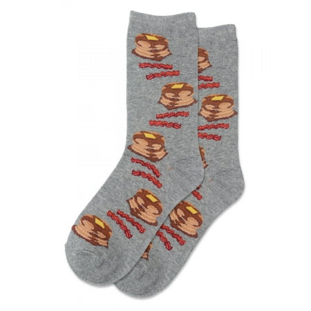 

Hot Sox Women s Pancakes And Bacon Crew Socks Grey Heather Medium