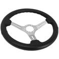 thumbnail image 4 of 1969-1989 Chevrolet Passenger; VSW 6 Bolt Black Leather Wrapped Steering Wheel Brushed Aluminum Kit, Silver SS Emblem, 4 of 9